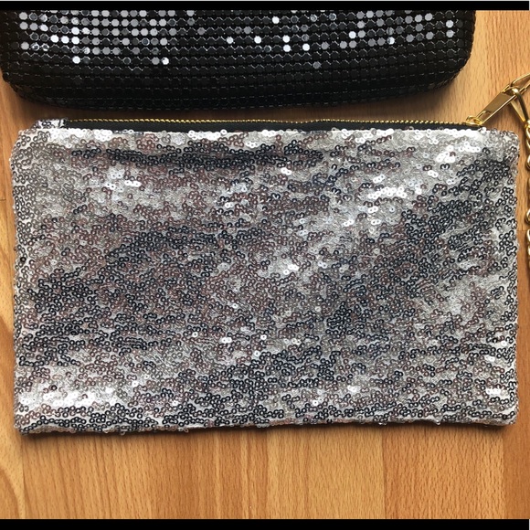 2pc lot - SEQUIN + METAL MESH evening/formal small handbag/wristlet+crossbody - Picture 2 of 15